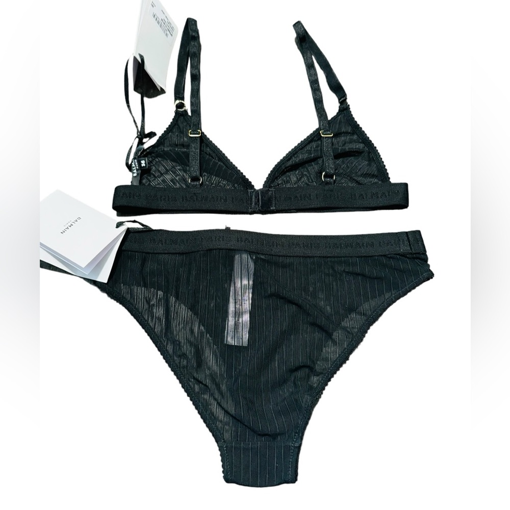 BALMAIN***Black Tulle Bra & Underwear Logo SET***$485 - Picture 4 of 6